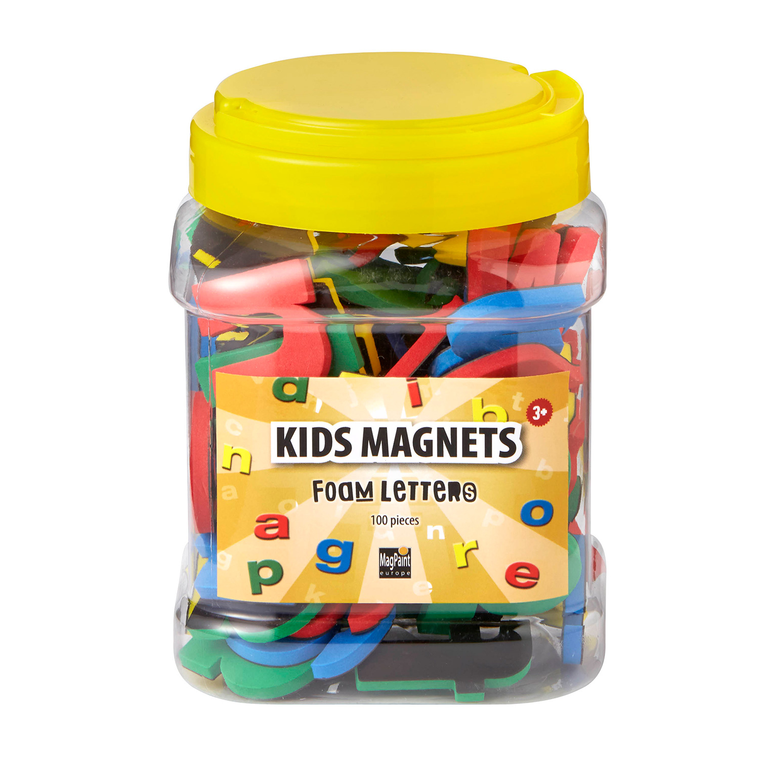 Magnetic letters 100 letters & punctuation marks, made of foam, 4 assorted colours
