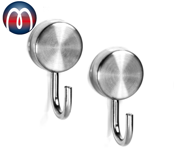 Magnetic hooks 25 x 10 x 3 cm stainless steel set of 2 anti-slip coating -  holds 750 g