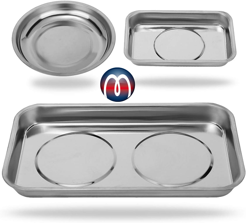 Magnetic rectangular tray stainless steel 240 mm x 140 mm x 40 mm for tools  and small parts