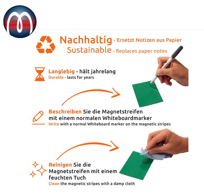 Magnetband Magnetstreifen Kennzeichnungsband farbig, Beschreibbare Magnetstreifen bunt, Magnetschilder beschreibbar abwischbare Magnete, Magnetschilder zum beschriften, Magnet-Etiketten für Whiteboards Kühlschränke, Magnettafel