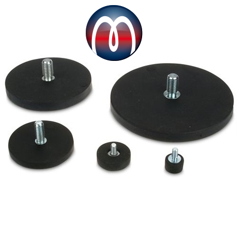 Magnet assembly NdFeB rubber coat with external thread - Magnosphere