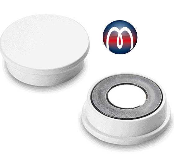 Pinnwand-Magnet Memomagnet Kunststoffmagnet Ø 30 mm x 8 mm Neodym Weiß - hält 2,7 kg