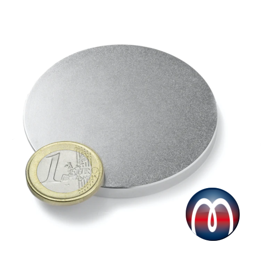 Disco magnetico al neodimio Ø 60 mm, altezza 5 mm N42 (NdFeB) Nichel -  tiene 22 kg