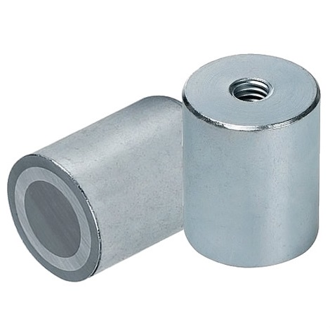 Aimant grappin cylindrique néodyme Ø 6 mm - 63 mm avec tige fileté - tient  0,6 kg - 170 kg